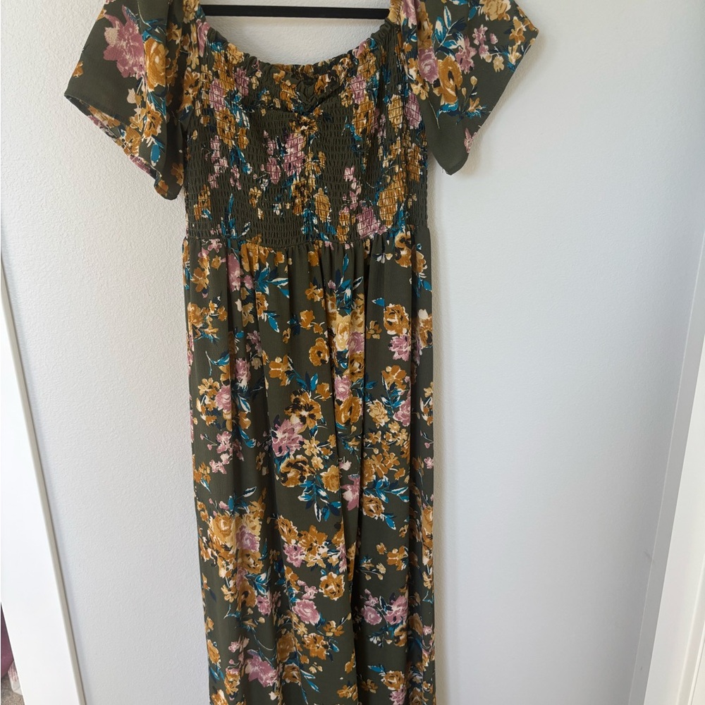 Xhilaration Yellow Maxi Sundress with Short Flutter Sleeves